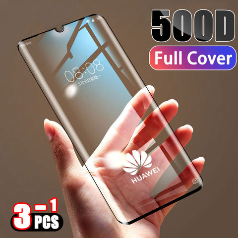 500D Tempered Full Cover Protective Glass on For Huawei P30 P20 Lite Pro Screen Protector Film For Mate 20 10 9 Lite Pro Glass