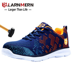 LARNMERN Lightweight Breathable Men Safety Shoes Steel Toe Work Shoes For Men Anti-smashing Construction Sneaker With Reflective