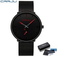 CRRJU Fashion Mens Watches Top Brand Luxury Quartz Watch Men Casual Slim Mesh Steel Waterproof Sport Watch Relogio Masculino