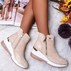 2020 New Suede Women Shoes Fashion Casual Women Shoes Comfortable Zipper Sneakers Waterproof High Top Platform Women Shoes