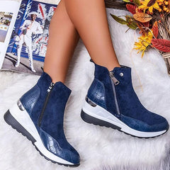 2020 New Suede Women Shoes Fashion Casual Women Shoes Comfortable Zipper Sneakers Waterproof High Top Platform Women Shoes