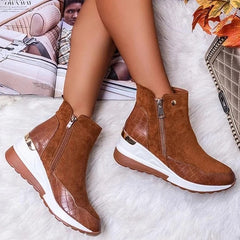 2020 New Suede Women Shoes Fashion Casual Women Shoes Comfortable Zipper Sneakers Waterproof High Top Platform Women Shoes