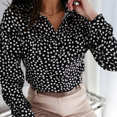 Ruffled Polka Dot Print Women's Blouses Autumn Single Breasted Long Sleeve Female Blouse 2021 Elegant Office Ladies Tops Clothes